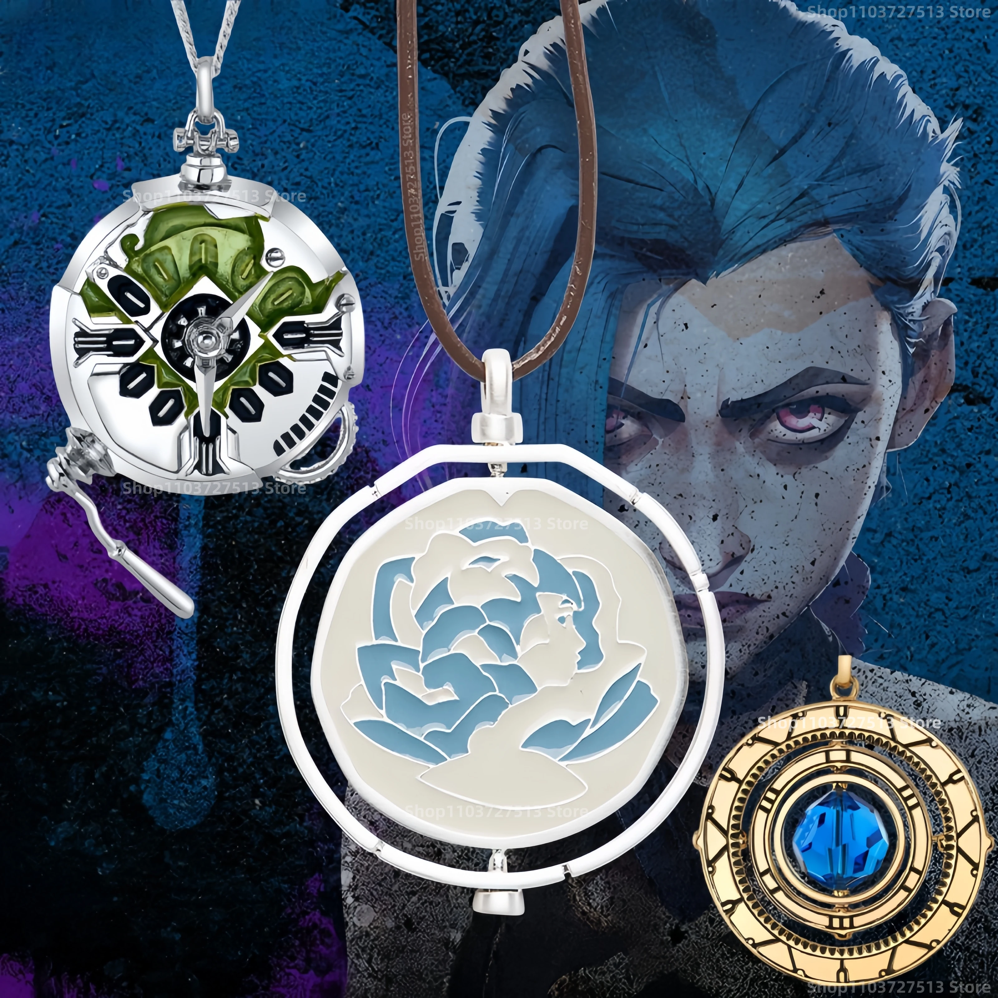 Arcane Jinx Ekko Necklace Cosplay Stopwatch Pendant For Men Women Chain LoL Disguise Costume Accessories Halloween Props Gifts