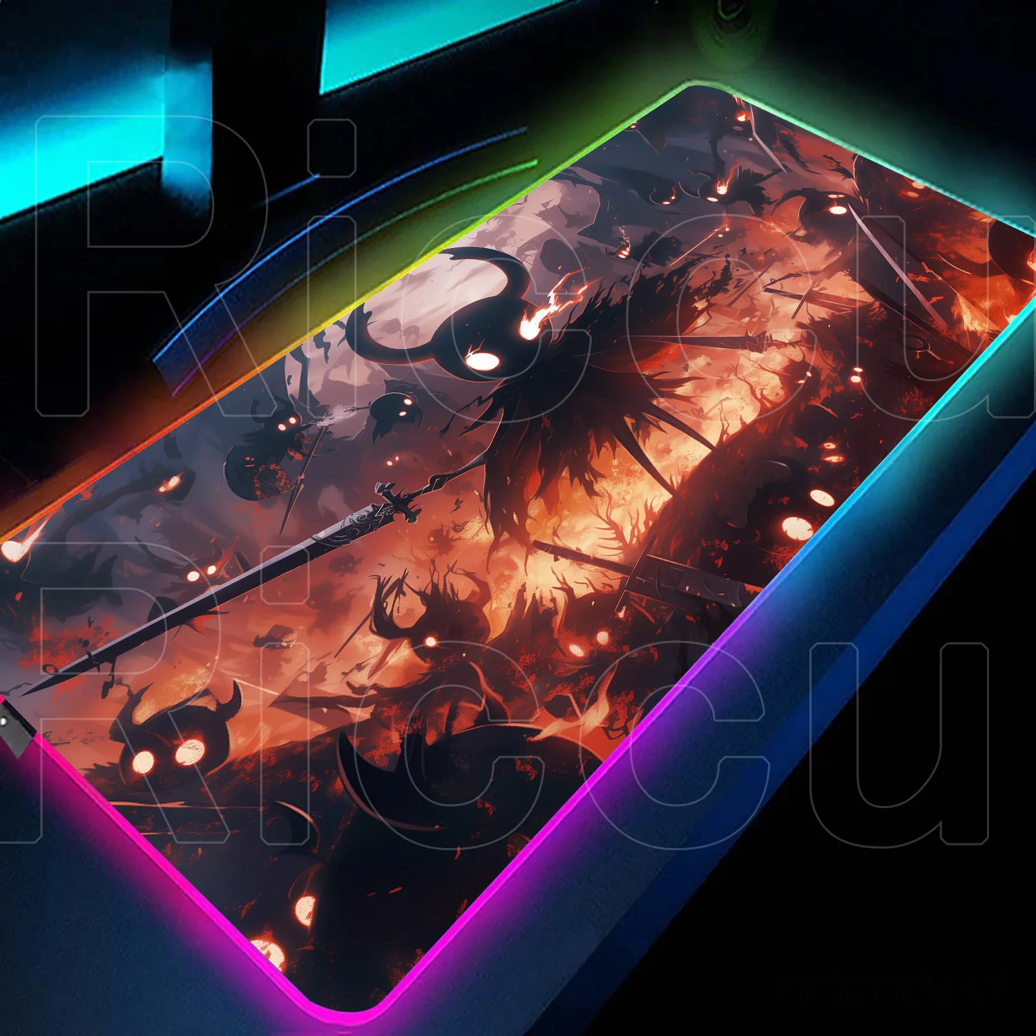 

Colorful LED Light Mousepad Computer Non-slip Carpet With Backlit 40x90cm RGB Gaming Glowing Mouse Pad Hollow Knight Accessories