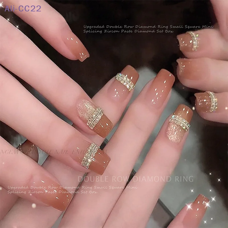 【CC22】50 Stück glänzende rosa/weiße/champagnerfarbene Zirkon-Strass-Nagelanhänger, Mini-Quadrat-Nagelsteine mit flacher Rückseite, Maniküre-Dekoration