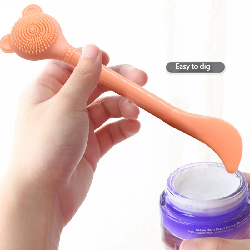 Silicone mask Brush Double Head Skincare Spatula Face Brush Reusable Clay Face Cover Applicator Mud Film Brush Face Smear Brush