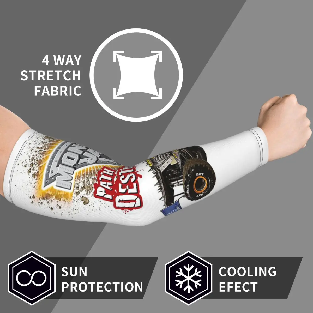 الكلاسيكية الوحش جام شاحنة نمط الذراع الأكمام الرجال النساء الشمس الأشعة فوق البنفسجية حماية الوشم التستر الرياضة التبريد ركوب الدراجات #3