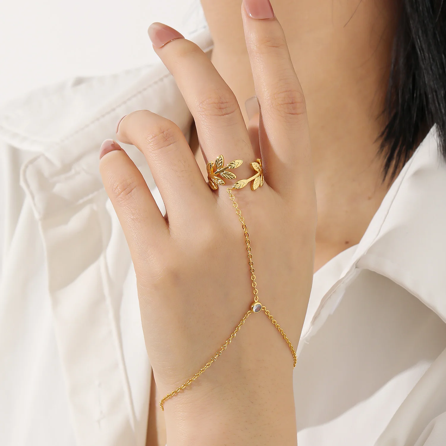 

Shining Olive Hand Chain Customize Your Own Stainless steel Bracelet Leaf Bracelet Gift for Women Eid al-Fitr Gifts