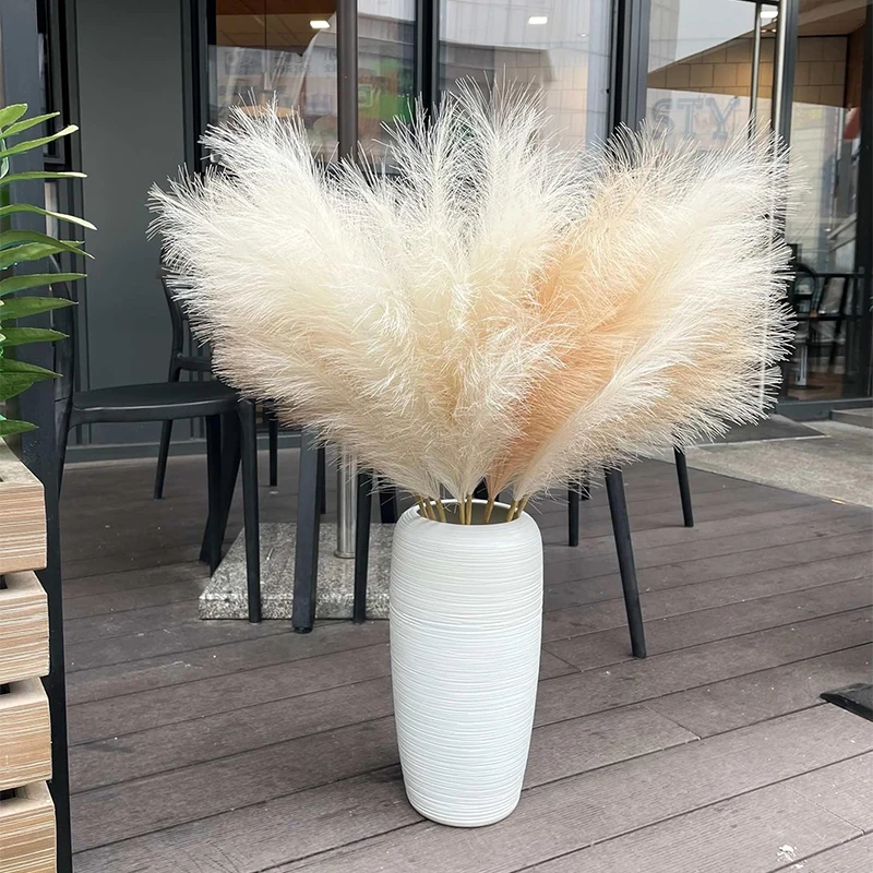 90/120CM 1Pcs Fluffy Pampas Grass Bouquet for Wedding Home Party Vase Decoration Boho Fake Plant Reed Flowers Arrangement view 3