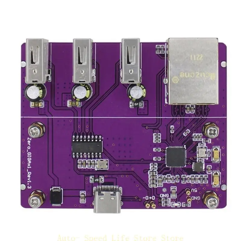 02da 3 Port USB Hub و Ethernet Expansion Board Case Aluminium for RaspberryPizw