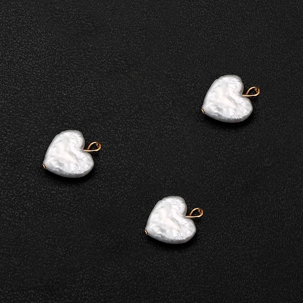 5Pcs/lot New Style Stainless Steel Freshwater Pearl Heart Charms For Jewelry DIY Making Pearl Heart Pendant Accessories