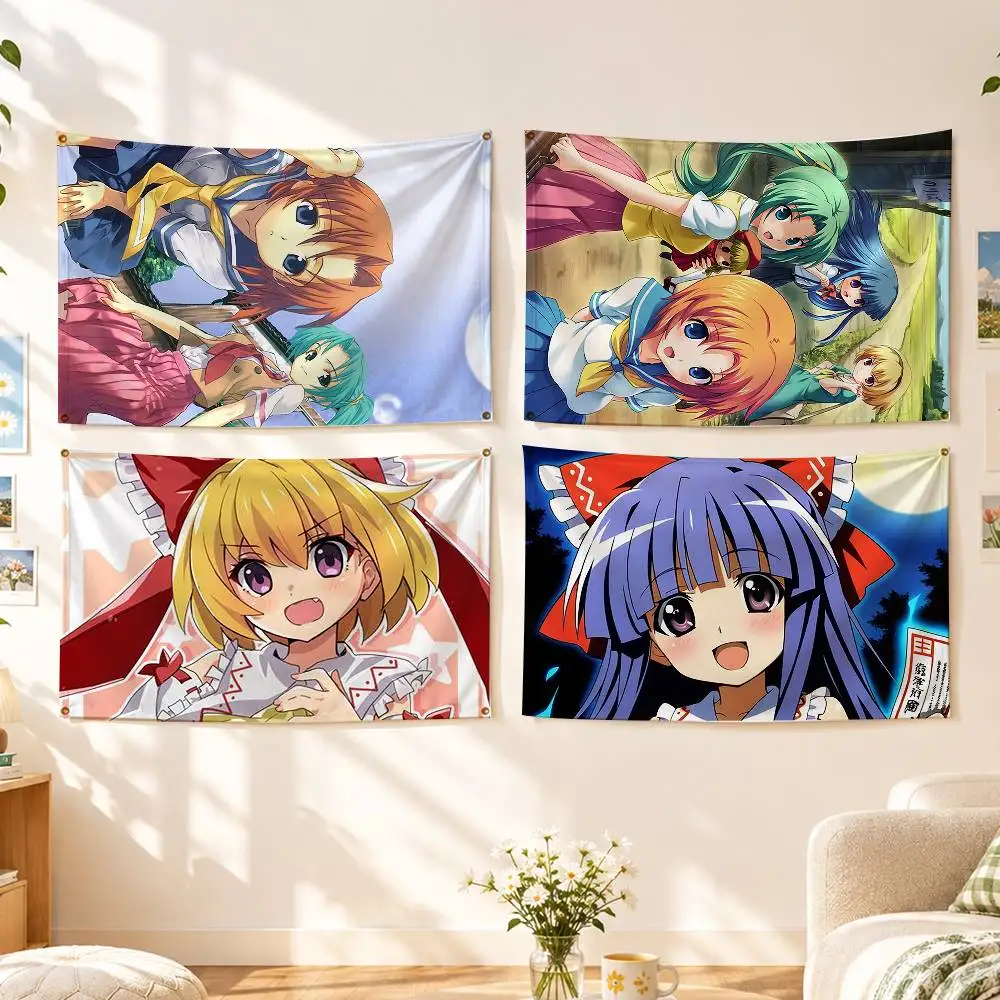 Higurashi W-When They Cry Flags Wall Hanging Background Art Banner for Bedroom Home Outdoor Decor