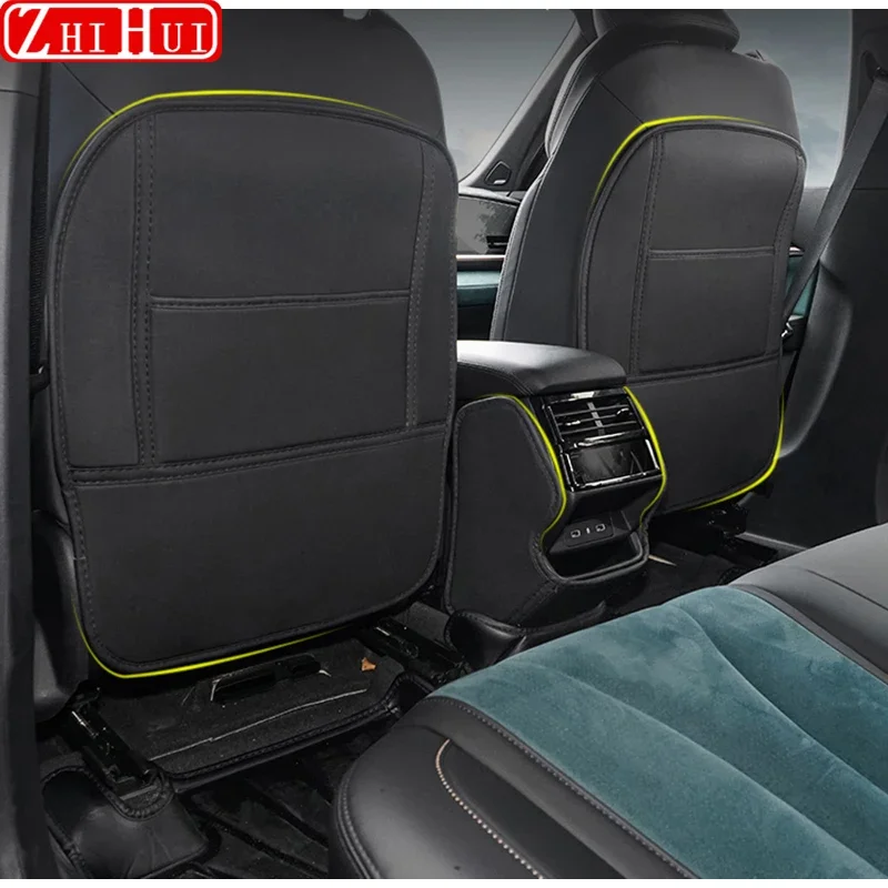 For Geely Monjaro KX11 2022-2024 Grand Koleos Car PU Leather Anti Kick Mat Pad Anti-kick Mats Seat Back Protector Accessories