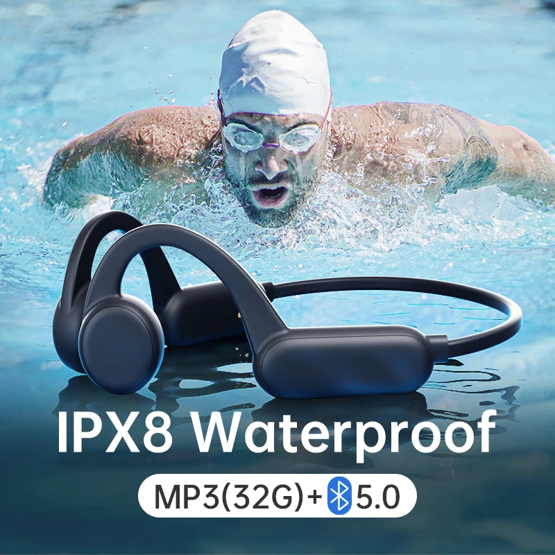 Wireless Earphone Swimming Bone Conduction Bluetooth IPX8 Waterproof With 32G RAM Mp3 Music Microphone Wireless headphone New