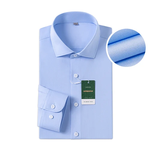Imagen 2 del producto Camisa de vestir con puños Regular y cuello Windsor, camisas formales de negocios de lujo de manga larga a la moda para hombre, sólidas, fáciles de cuidar, informales y sociales