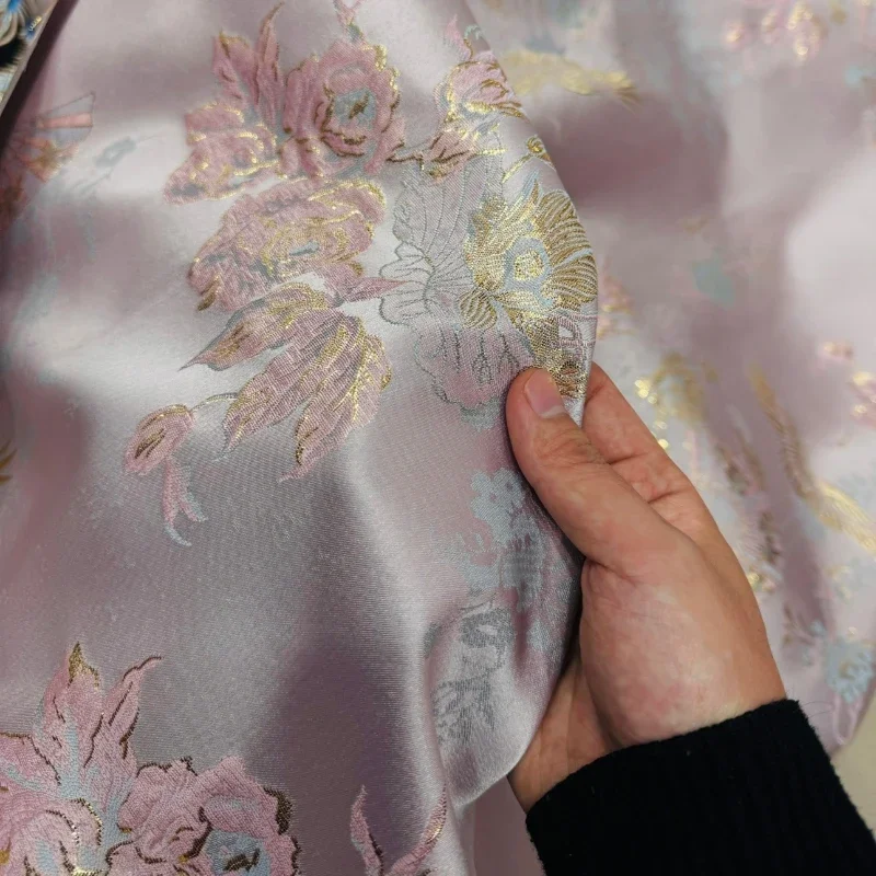 Pink Brocade Jacquard Fabric for Skirt Clothing Handmade Design Fabrics Wholesale Polyester Diy Sew Cloth Material