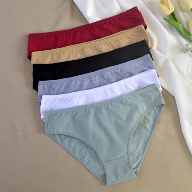 6Pcs Women Panties Female Cotton Underpants Breathable Seamless Underwear Solid Color Panty Sexy Lingerie M-XL Comfort Lingerie