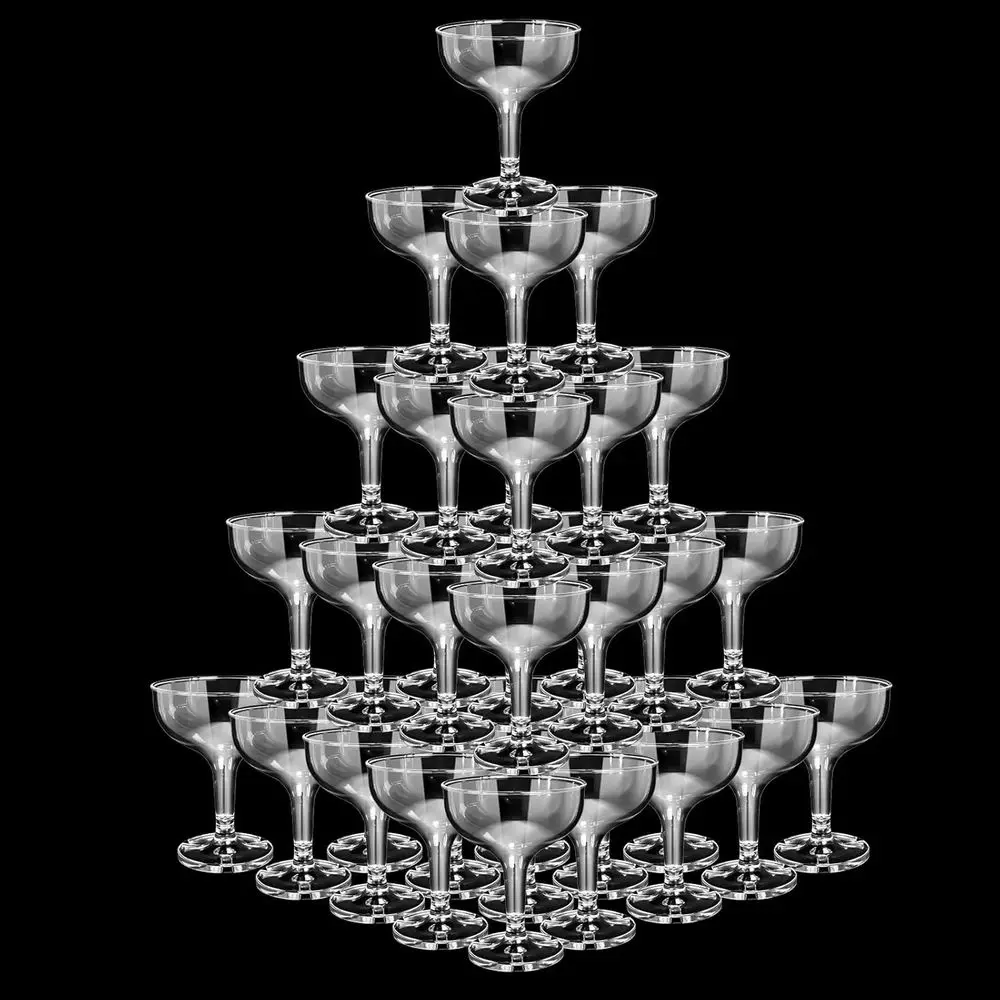 

54 Pcs Clear Stackable Stemmed Champagne Glasses 5 oz Disposable Plastic for Wedding Birthday Party Bar