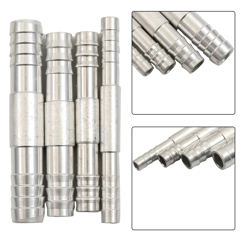 4pcs A/C Hose Barb Straight Splice Barbed Fitting Push Fitting Aluminium Air Conditioning Hose Barb Cooling System Accessories