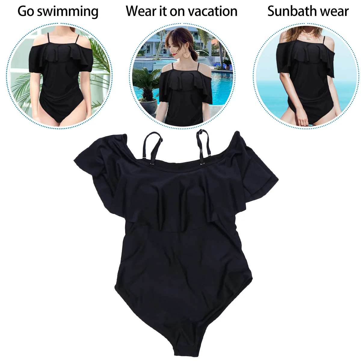 Черный купальник для беременных, удобный сексуальный бикини, модный летний купальный костюм для беременных женщин, рюшами, поддержка живота, размер Xl