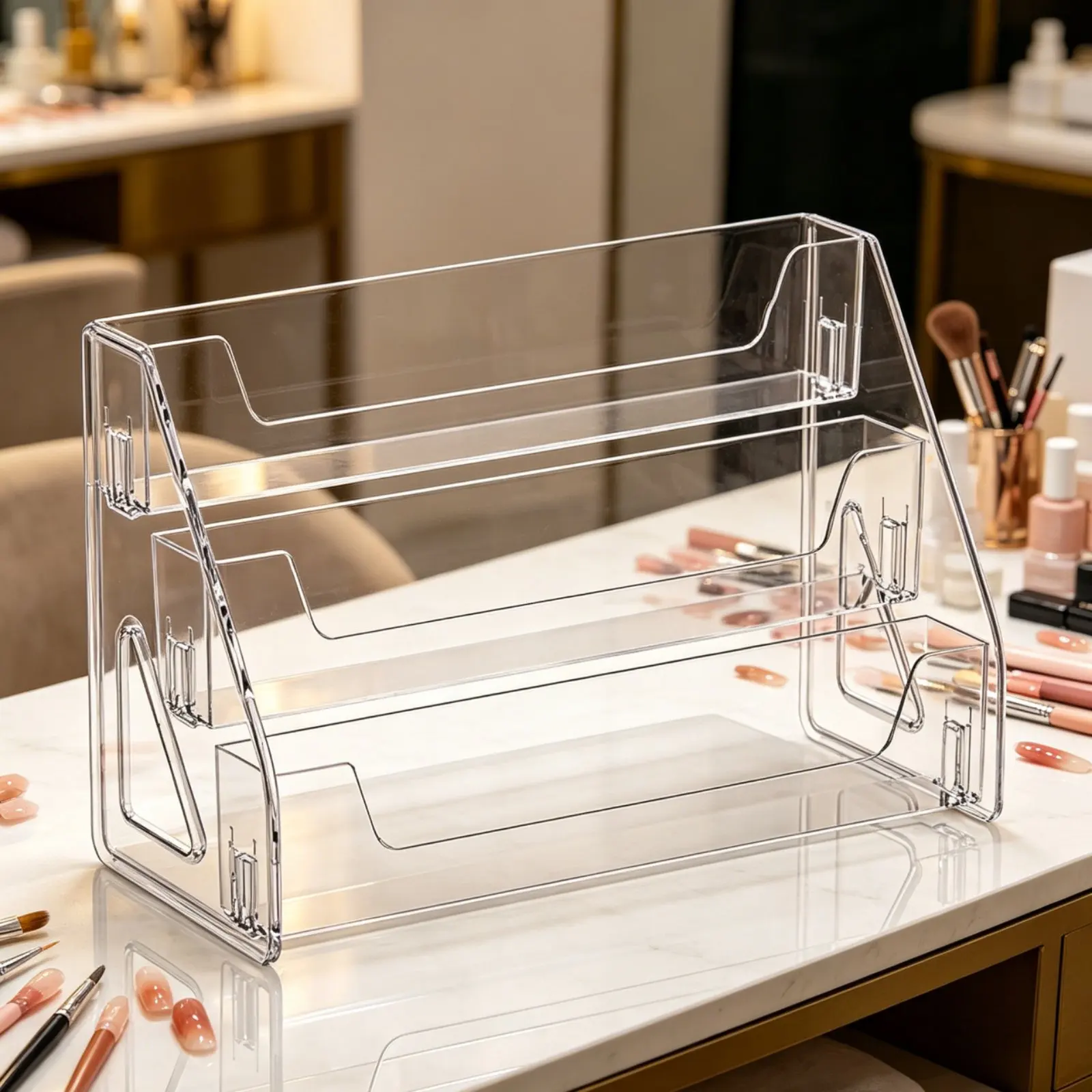

Acrylic Step Shelf Transparent Figure Display Stand Clear Display Stand Multi-Tier Tiered Organizer Rack Space Saving for Vanity