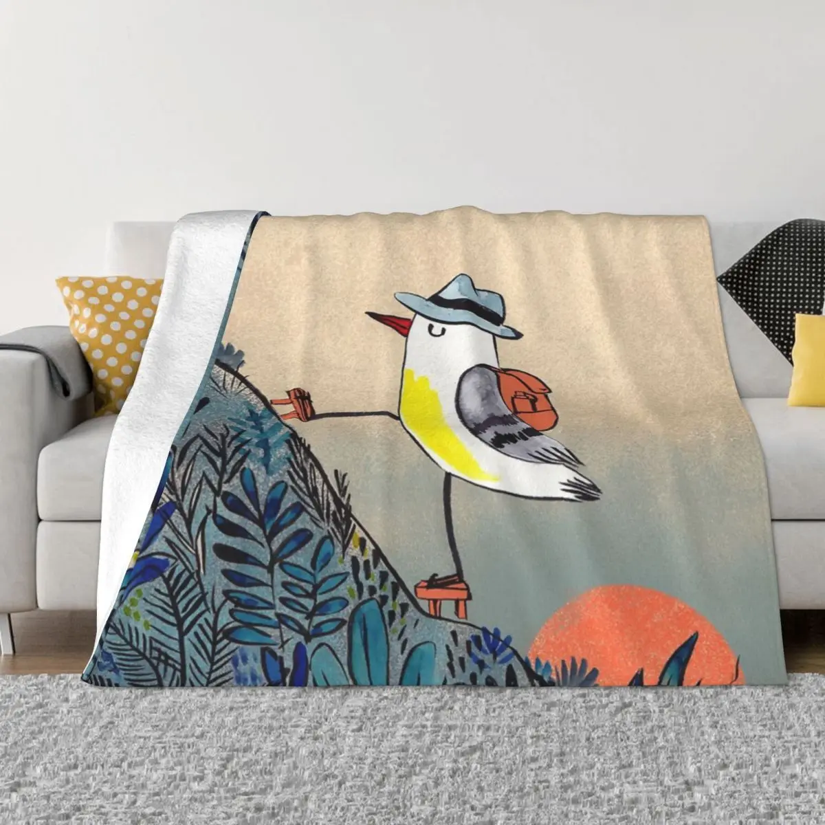 Mountain Hiker Bird At Sunrise Anime Blankets Winter Blankets Winter Warm Blanket Throw Blanket