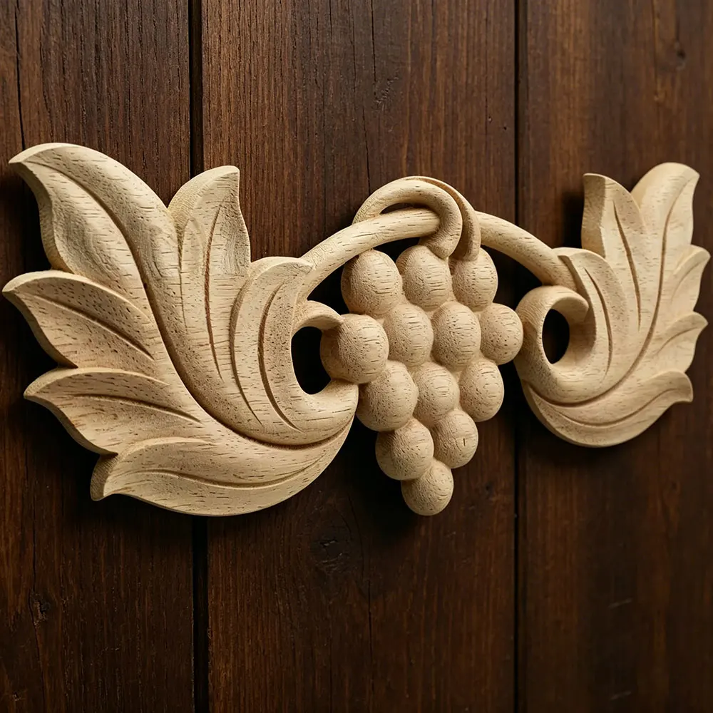 

2PCS Modern Floral Wood Carved Corner Woodcarving Decal Onlay Applique Decorative Sculpture for Home Furniture Living Room Decor