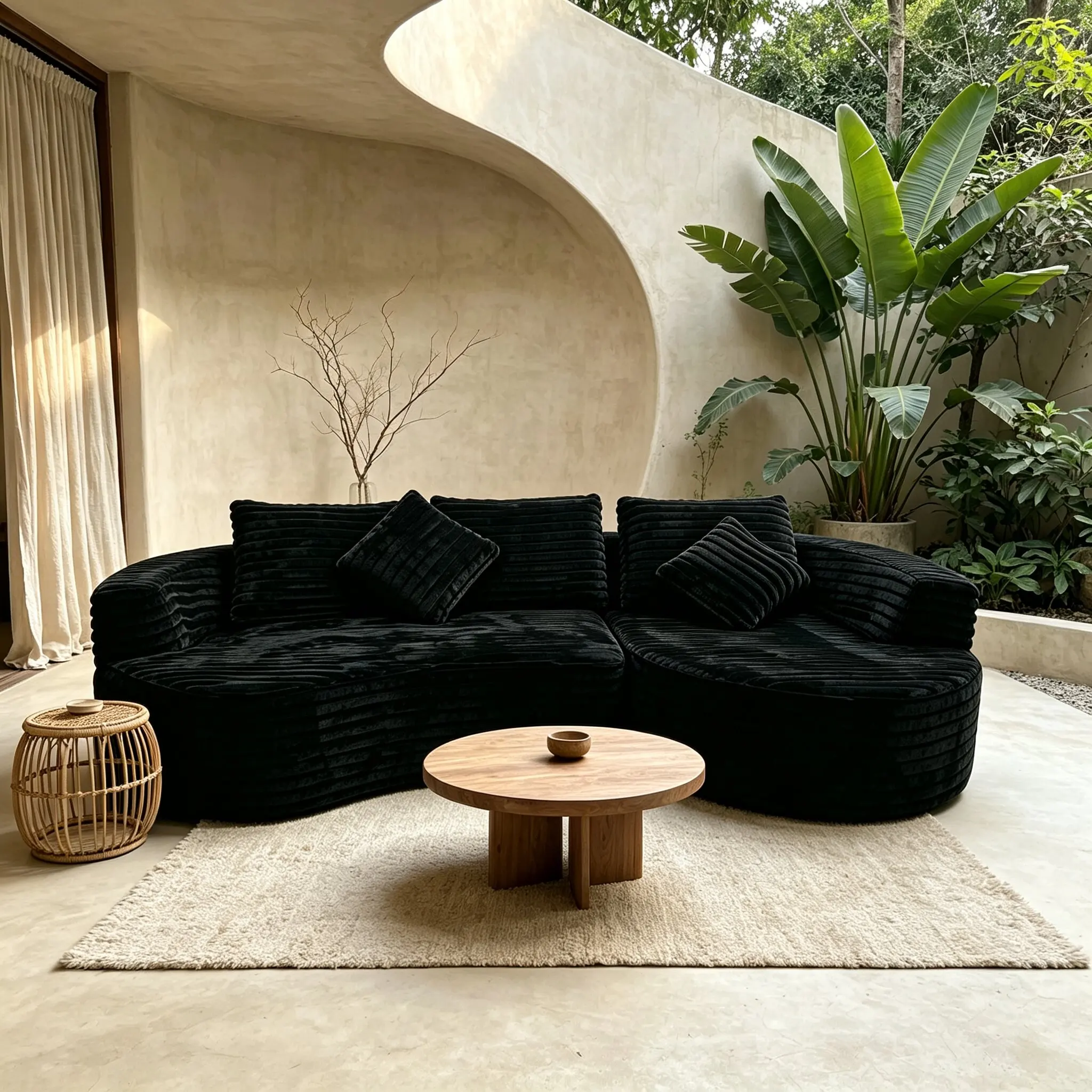 Long Lasting Corduroy L-Shape Modular Sofa Set Cashew Style Apartment Use Foam Filled Vacuum Packed Lower Freight Cost
