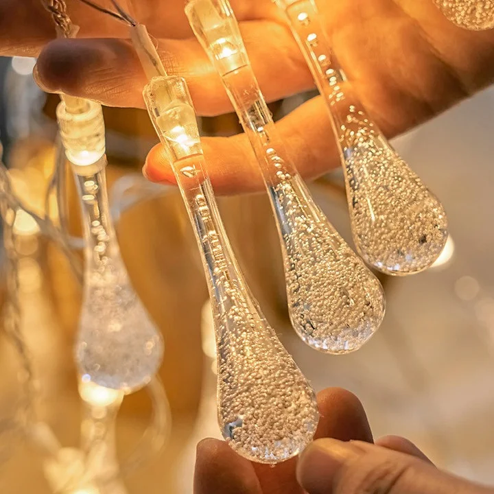 

3M 1.5M Outdoor LED Fairy WaterDrop String Light Battery Power Christmas Wedding Garland for Garden Bedroom Ramadan Decoration