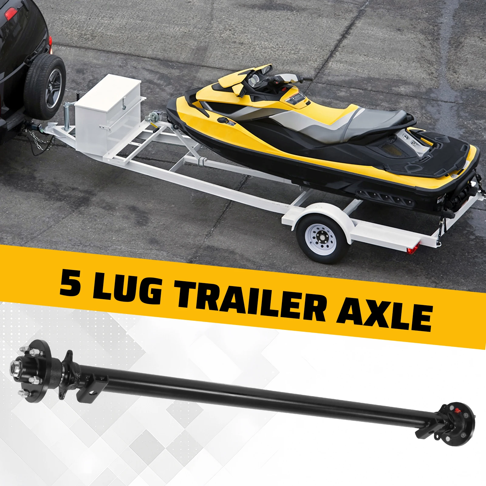 

3500 Lbs Boat Axle 43/50/61/65/70/77 Inch Spring Center 5 Lug 5x4.5 Bolt Pattern for Small Trailers & Campers