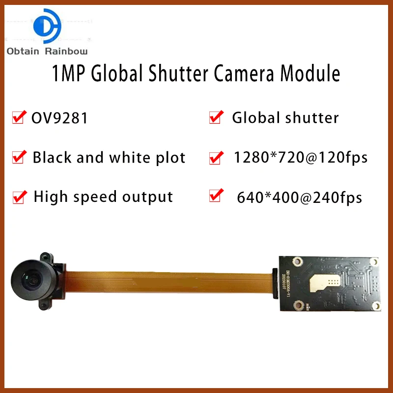 

240FPS Global Shutter Camera Module 720P 1MP, OV9281 USB Webcam Monochrome,High Frame Rate Action Capture Windows Raspberry Pi