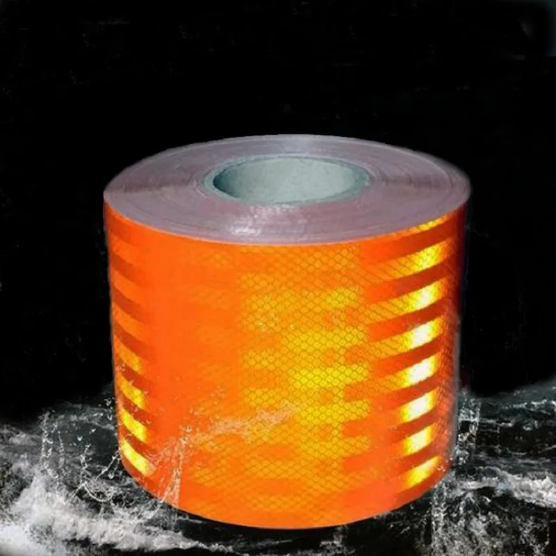 15cm Waterproof PET Orange Reflective Material High Visibility Warning Safety Adhesive Tape Reflectors Truck Stickers DIY 1meter