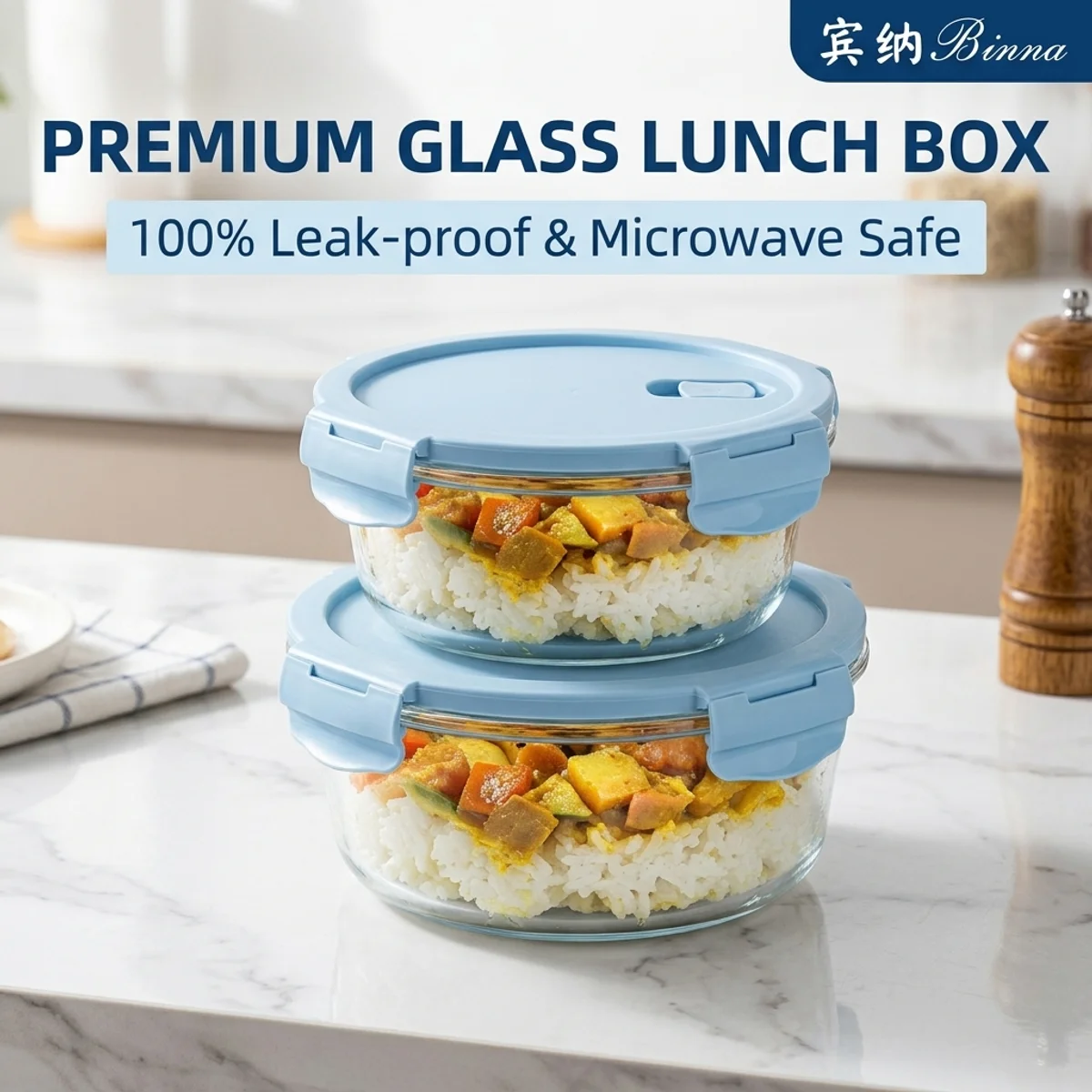 Meal Prep Glass Containers With Lids - 電子レンジ・冷蔵庫対応のガラス製食品保存容器（蓋付き）、漏れ防止弁当箱、耐熱ガラス製ミールプレップ容器
