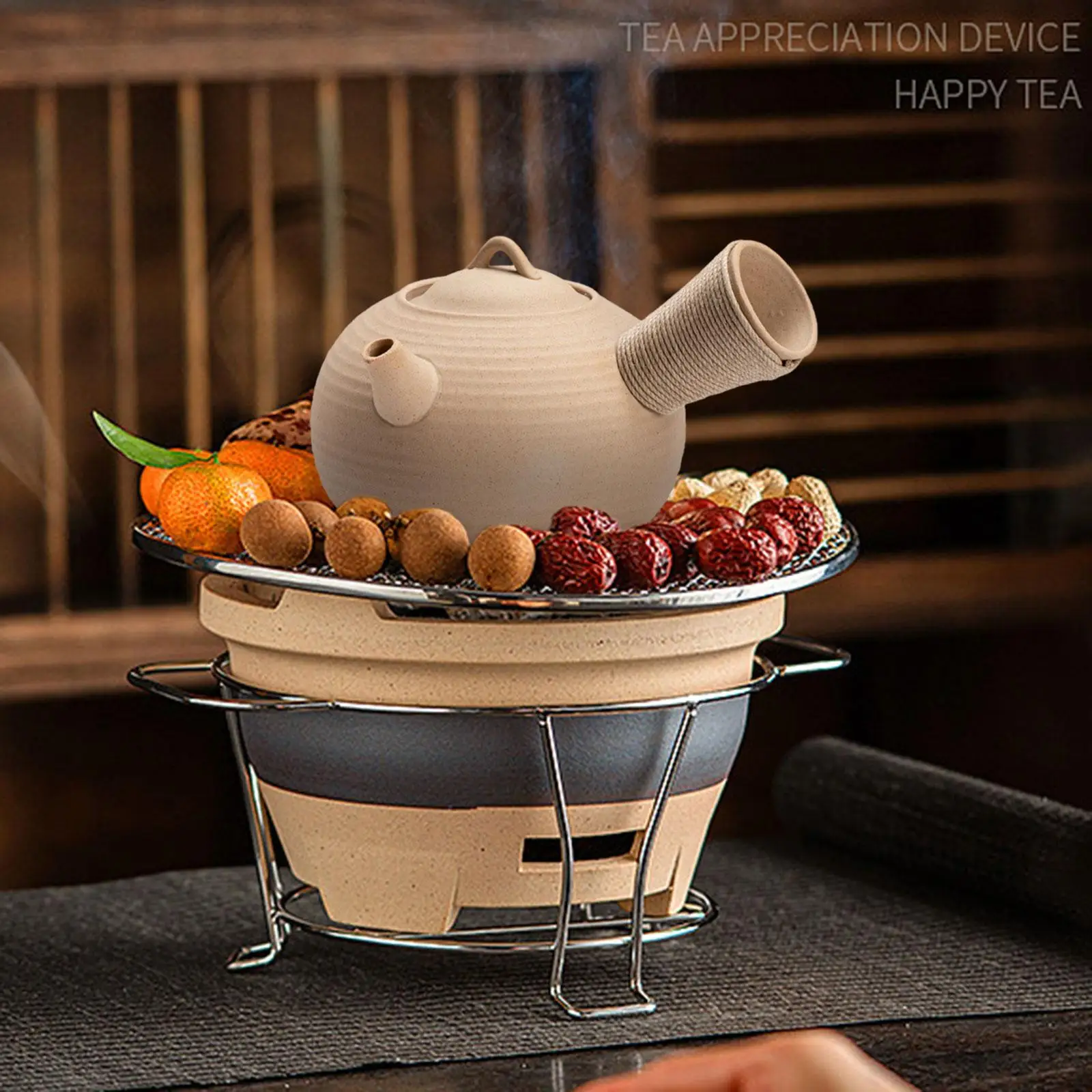 Ceramic Teapot Side Handle Blooming and Loose Tea Leaf Kettle for BBQ