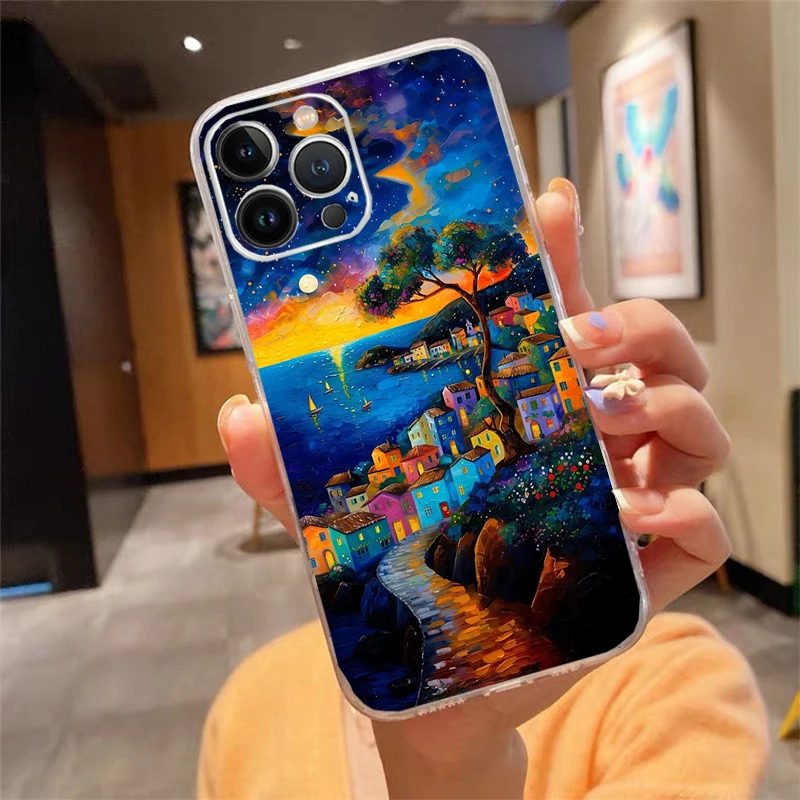 

Phone Case Carcasa Funda For iPhone 17 Pro Max Air 16 15 14 13 Pro Max 15 16 Pro 15Plus Star Night Scenery Case