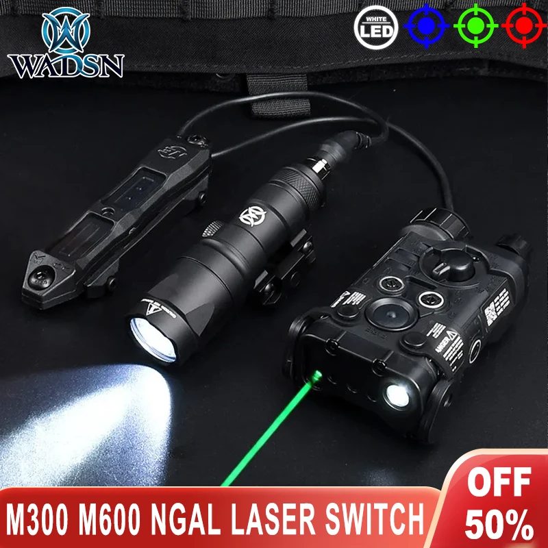 WADSN Tactical NGAL Red Green Blue Dot Indicator M300M600 Scout Light Ngal Red Green Blue Laser Remote Dual Switch Fit 20MM Rail