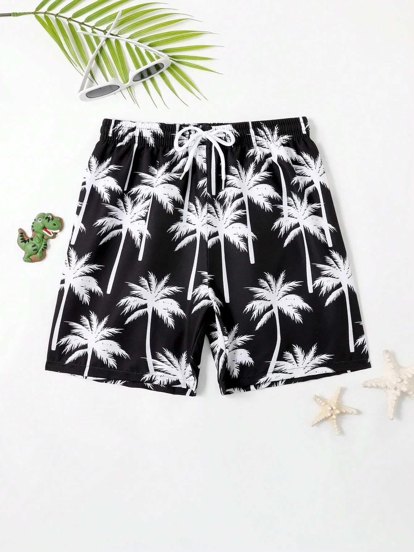 Men's Beach Short Coconut Tree Drawstring Men's swim Summer Trunks Elastic Waist 3D Print Gradient Breathable Short Streetwear