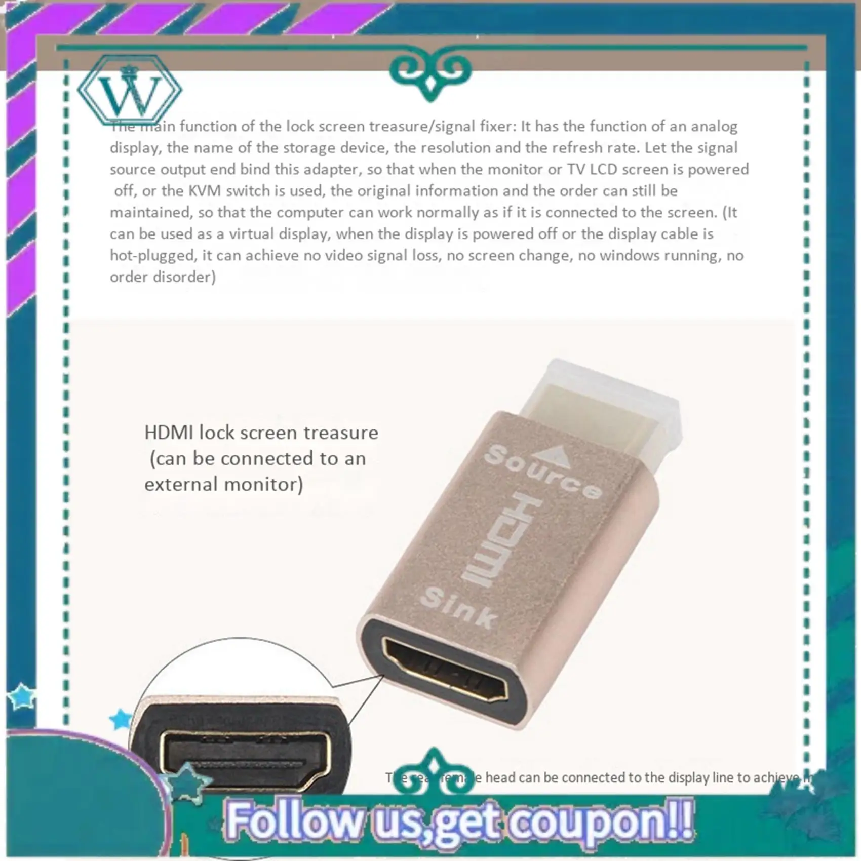 A75Q-20X держатель сигнала экрана блокировки KVM HDMI2.0 виртуальный адаптер EDID DDC заглушка для эмулятора дисплея 3840X2160