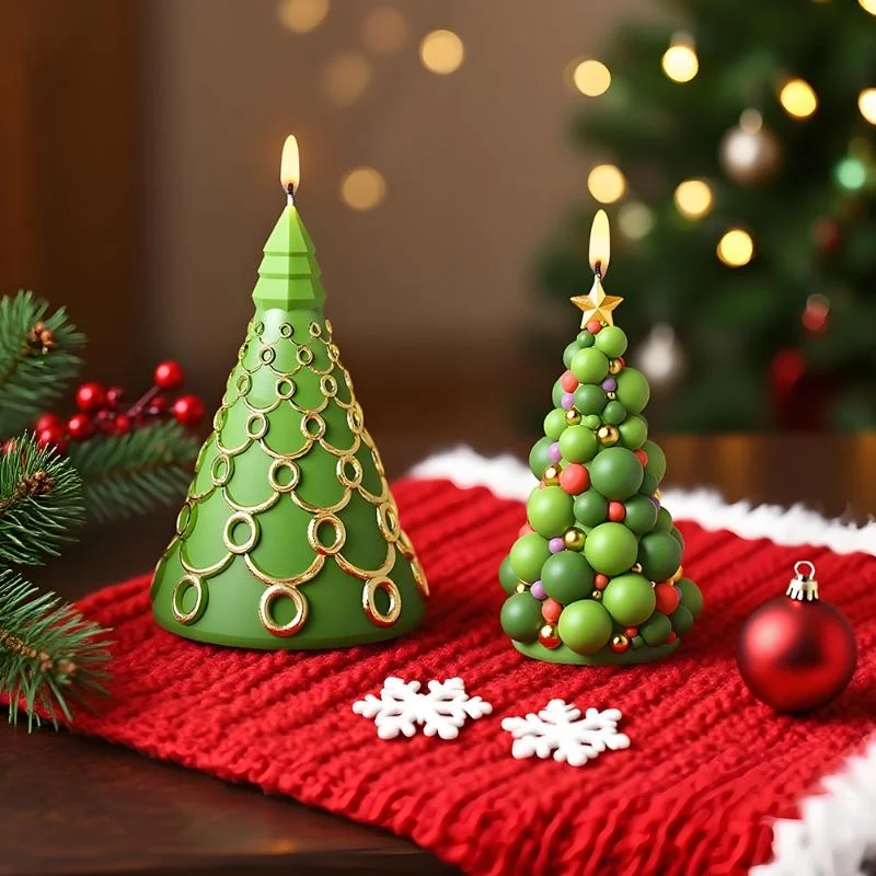 Silikonform, Bastelwerkzeug, 3D-Weihnachtsbaum, Duftkerze, Wachsguss, Aromatherapie, DIY-Gipsformen für festliche Bastelarbeiten