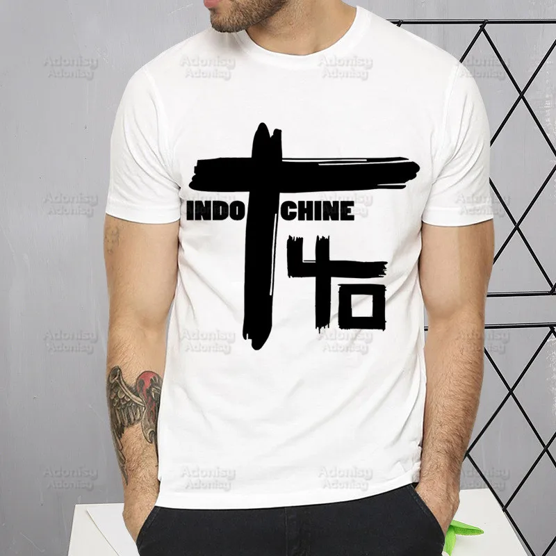 Indochine French Band T Shirt Fashion Print Pop Rock Wave Tshirt Summer Mens Novelty Short Sleeve T-shirt Men Funny Tops