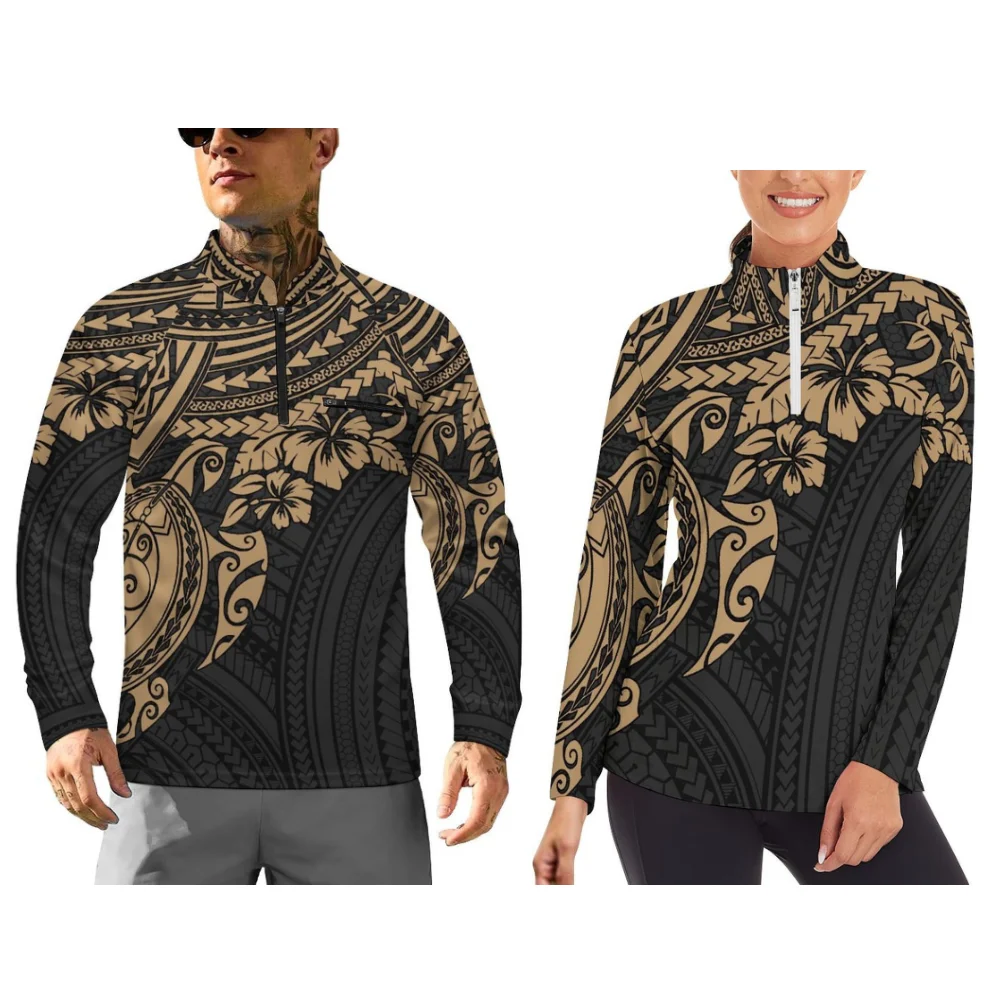 

Customizable Patterned Long-Sleeved Sportswear For Both Men And Women Slim And Comfortable With Polynesian Style Prints