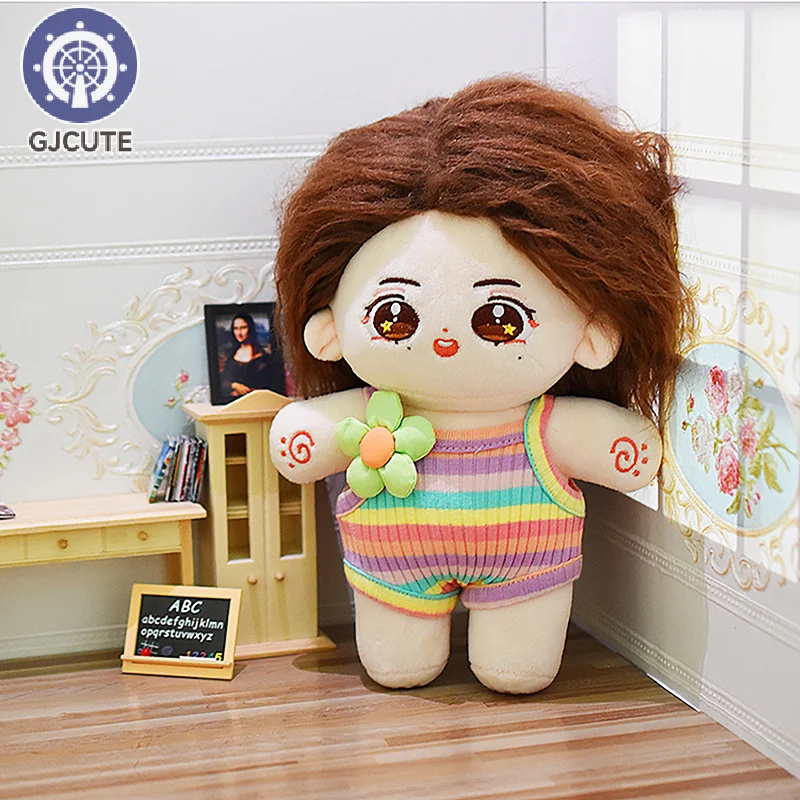 Doll Clothing 20CM Summer Outing Cartoon Plush Doll Replacement Outfit Mini Clothes Flower For Labubu For Upset Duck Cloth