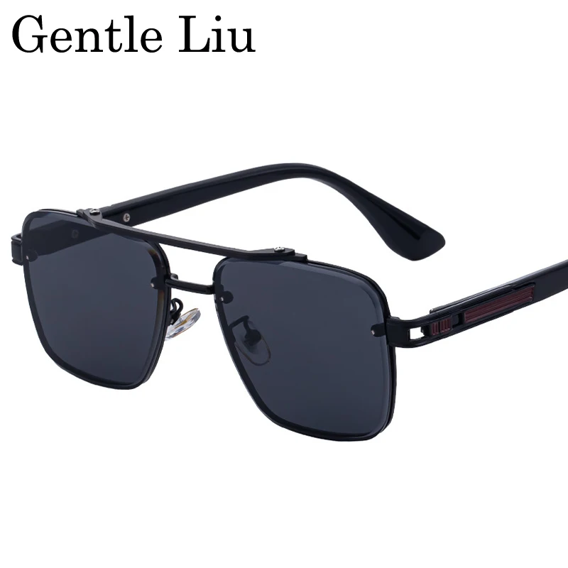 

Steampunk Oversized Square Sunglasses Men 2025 Luxury Brand Vintage Metal Frame Double Beam Sun Glasses For Male Driving Shades