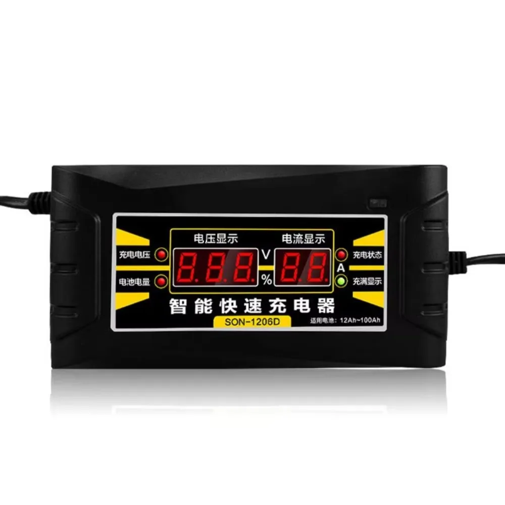 Full Automatic Car Battery Charger 110V to 220V To 12V 6A Intelligent Fast Power Charging Wet Dry Lead Acid Digital LCD Display