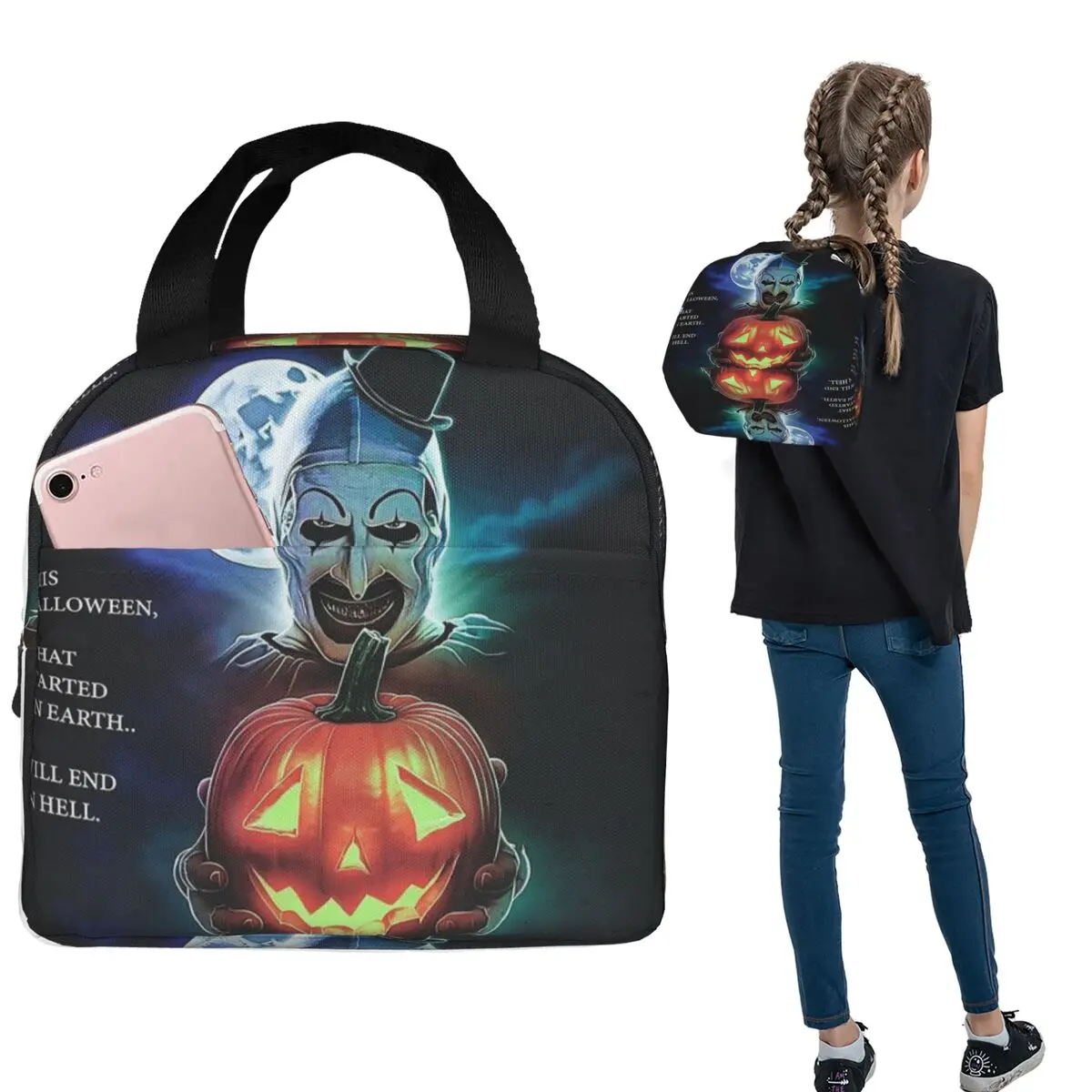 

Terrifier Insulated Lunch Bag for Women Kids Portable Food Boxes Thermal Lunch Box Tote