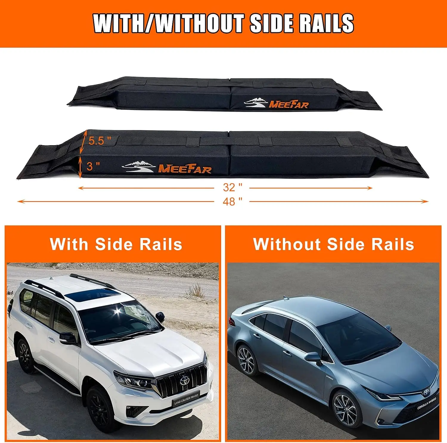 Kayak Car Roof Rack Pad for Kayak Surfboard SUP Canoe Soft Roof Rack Pads | Universal soft roof rack for kayak surfboard Include