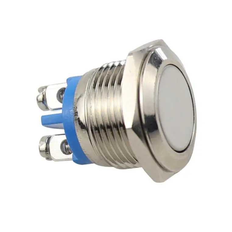 16mm Normally Open Momentary Reset Metal Push Button Switch High Flat Head Curved Waterproof NO Button Switch