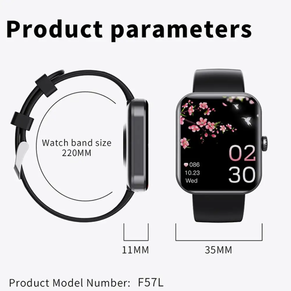 F57L Smart Watch Men Women 24 Hour Heart Rate Sleep Body Temperature Monitoring Bracelet Magnetic Charging With 50+ Sports Modes