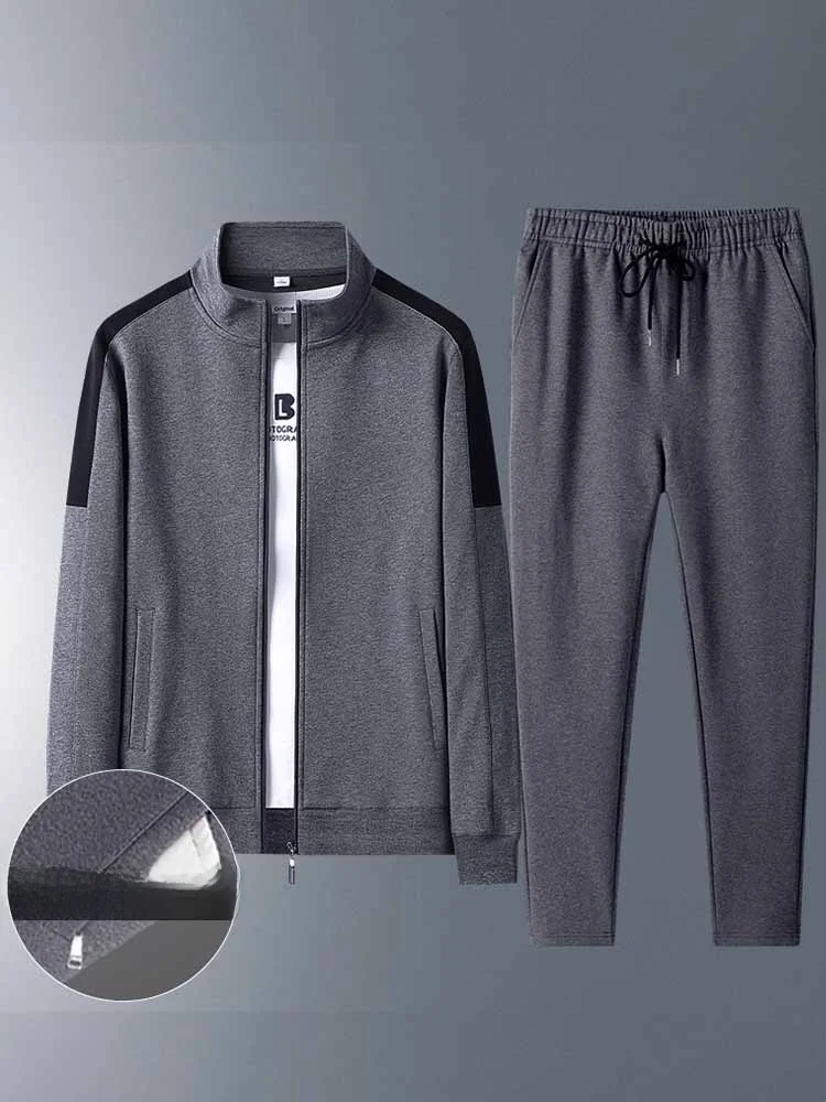 

Новый мужской повседневный спортивный костюм: куртка с бейсбольным воротником и кардиган на молнии, повседневные брюки, комплект из двух предметов для молодежи.