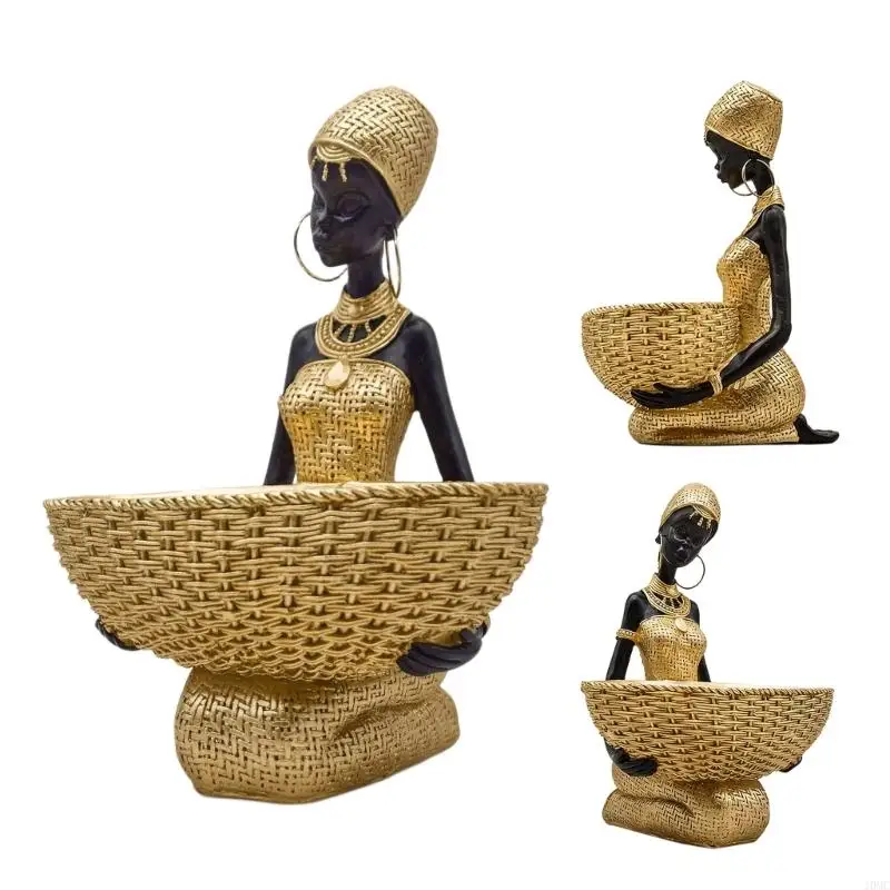 Beautifully developed Girl Sculpture With Decorated Golden Colored Basket J0MC
