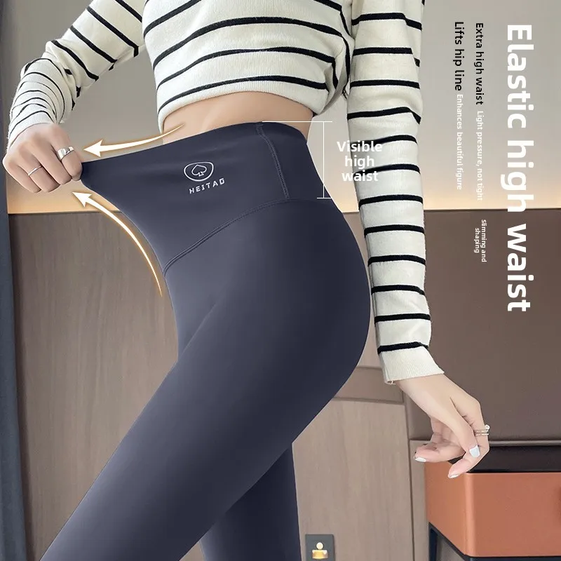 Spodnie do jogi z wysokim stanem, ocieplane, ze skóry jelenia, damskie, codzienne, wyszczuplające, wygodne, plus size, o długości do łydki, odzież wierzchnia.