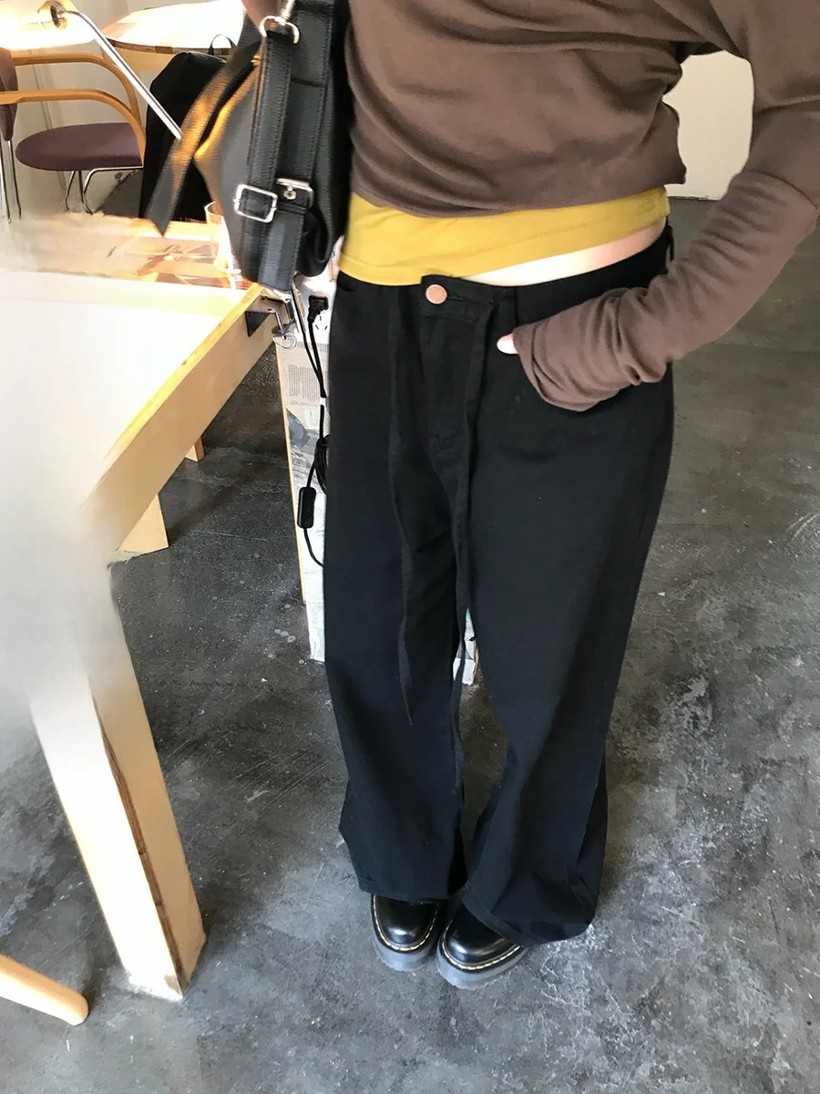 

High Waist Wide Leg Jeans Denim Drapey Versatile Belted Casual Floor-Length Pants Women's Loose Fit Spring 2026