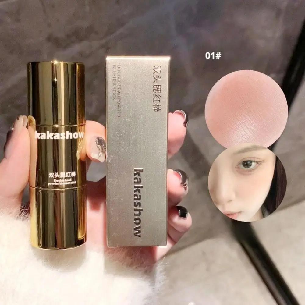 Kakashow 2in1 fard a doppia estremità stick a lunga posa naturale a filo per nessun look di trucco quotidiano altamente pigmentato leggero portatile