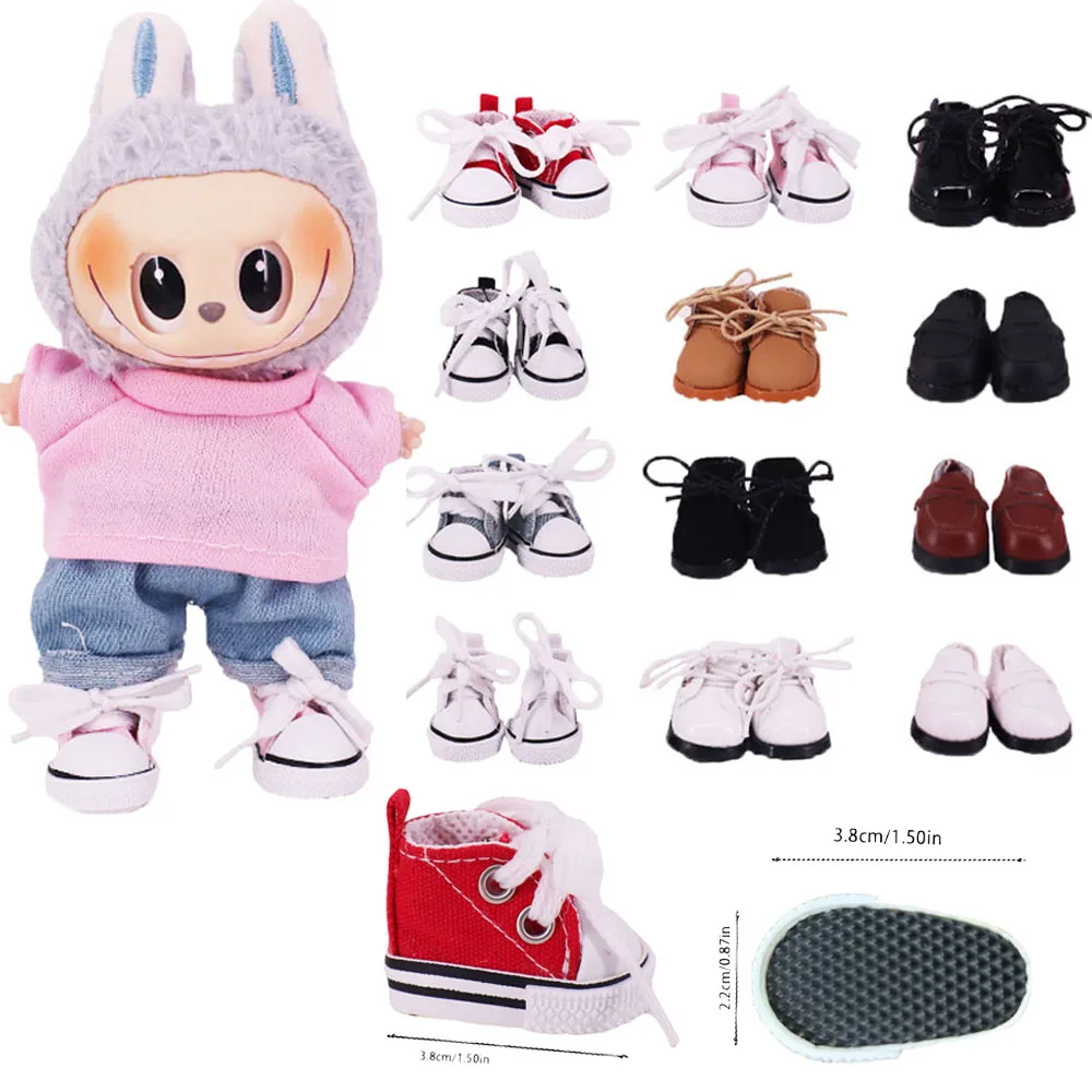 

3.8cm Doll Shoes,Popular Lace up Canvas Shoes And Leather Shoes For 17cm labubu,Birthday Gifts To Kids,Girl's Toys Gifts