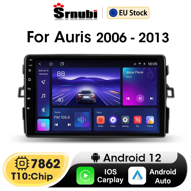 Srnubi Android 12 Wireless CarPlay Car Stereo Radio for Toyota Auris E150 2006 - 2012 Multimedia Player 2 Din AI Voice Headunit