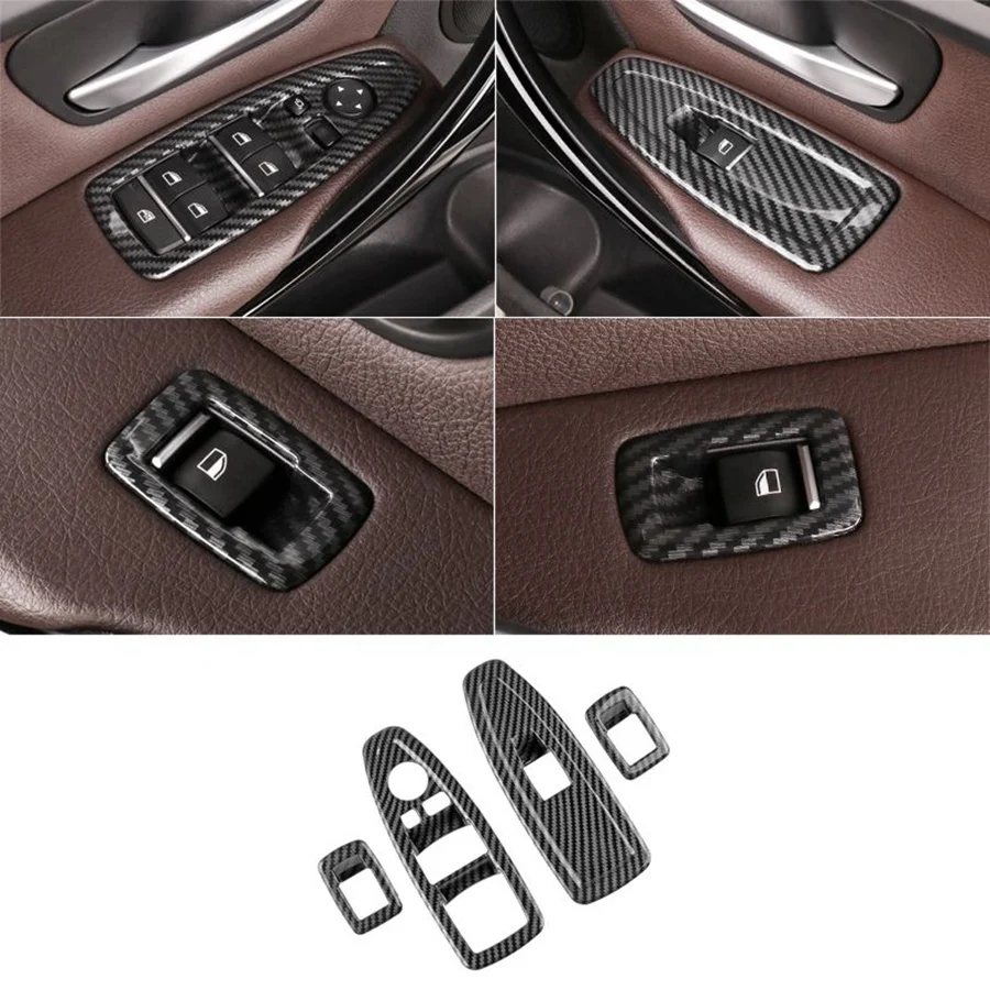 Decoração De Botão De Elevador De Vidro De Janela, Painel De Fibra De Carbono ABS, BMW 1, 3, 4 Series, 3GT, F20, F30, F31, F32, F34, F36